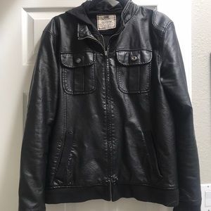 Chico’s Hooded Leather Jacket (bomer type look)